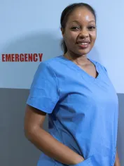 Woman Wearing a Blue Scrub Suit