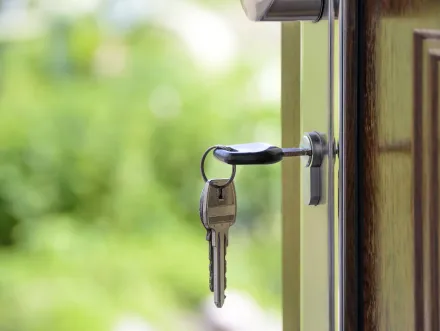 Black Handled Key on Key Hole