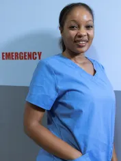 Woman Wearing a Blue Scrub Suit
