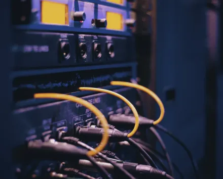 Ethernet Cables Plugged on a Server Rack