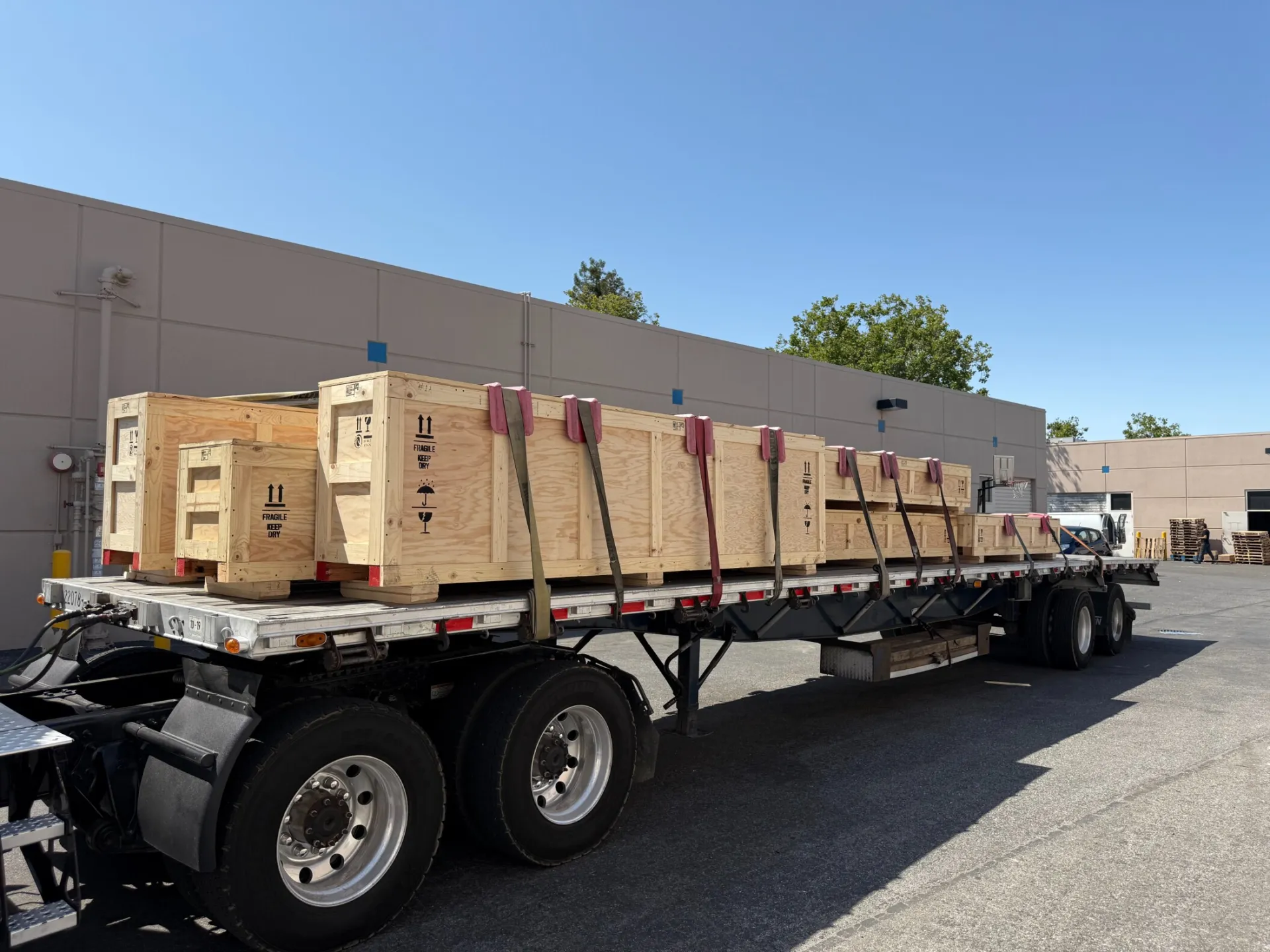 In this photo is a "tradeshow crate" with link locks.  The custom wood shipping crate is to ship antiques, electronics.