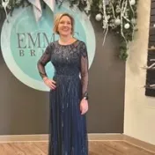 long sleeve fully beaded navy mother's dress