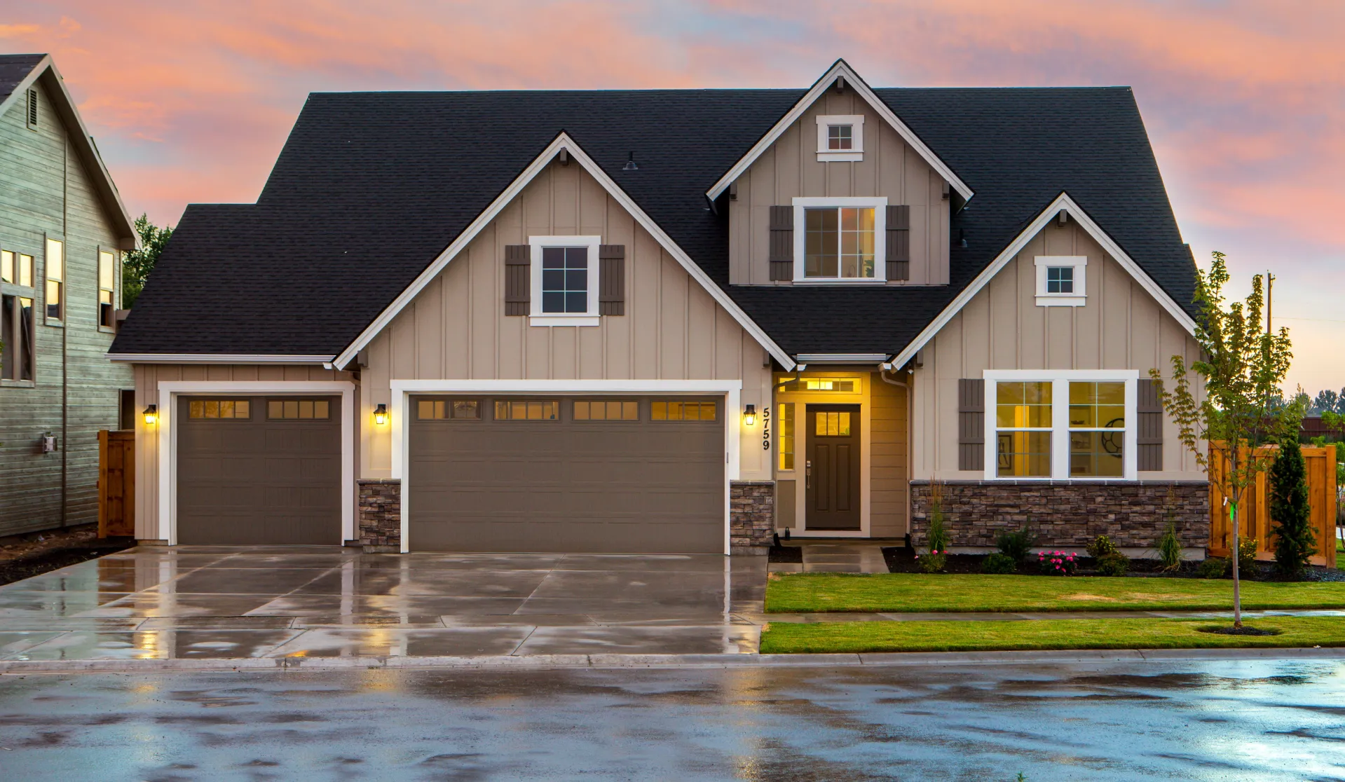 Brown and Gray Painted House in Front of Road