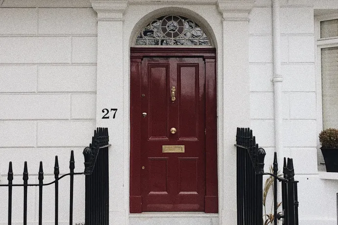 Closed Brown Wooden 4-panel Door