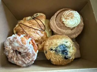 several pastries in a box