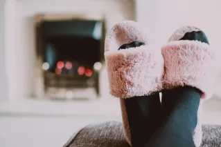 Close-up Photography of Person Wearing Pink House Slippers