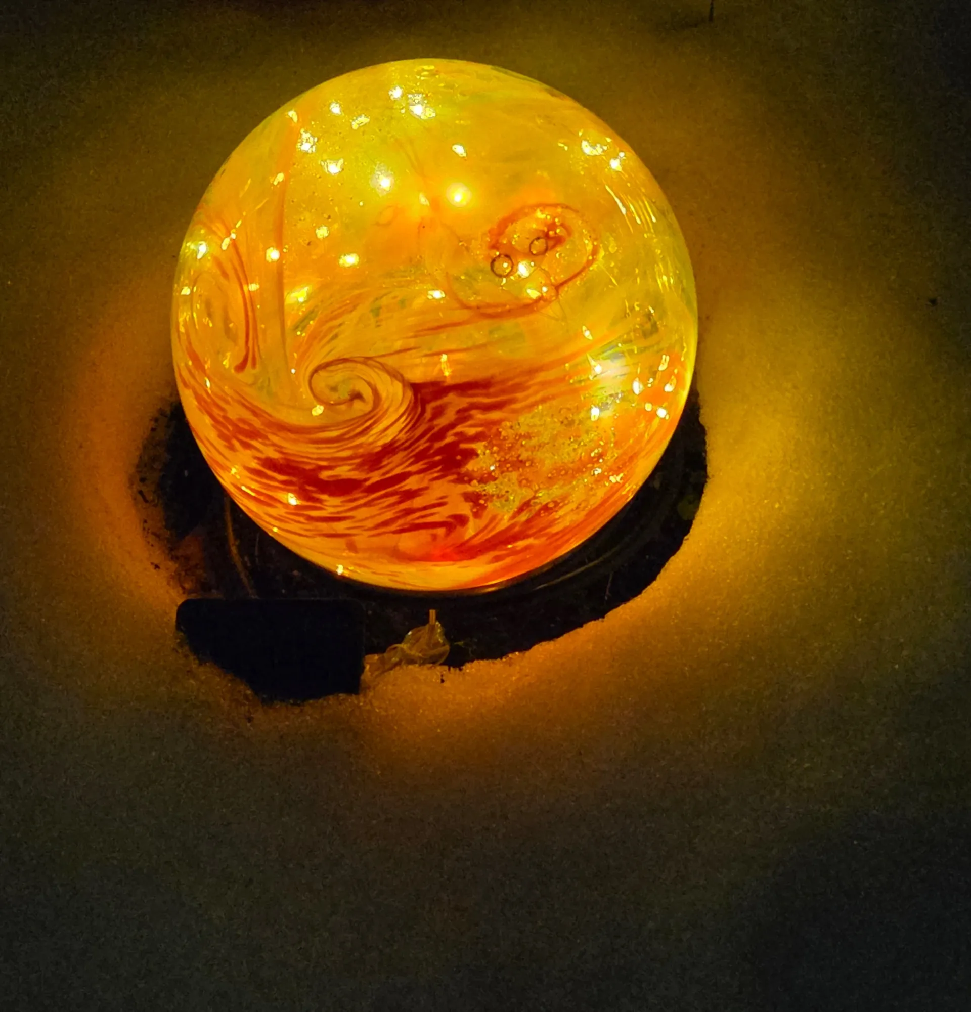 Yellow and Red Orb with twinkle lights within