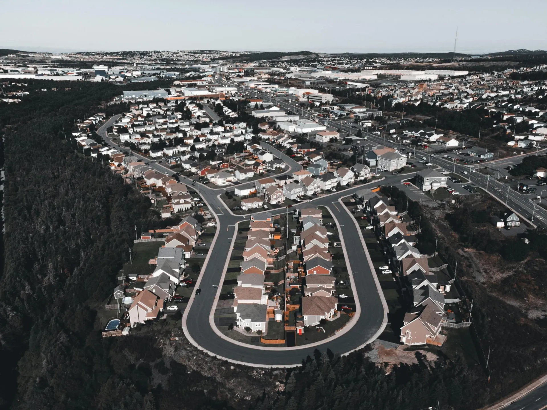 Aerial View of a Suburban Landscape