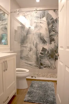 a modern bathroom that's freshly remodeled