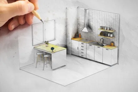 a drawing of interior design