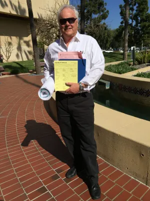 Robert Meckauer proudly receives permit for his home design highlighted by highest view deck at Hollywood Beach, CA