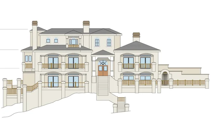 AutoCAD of Robert's design for a permitted hillside home built to replace a smaller house lost in the Oakland Firestorm