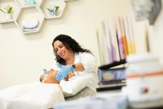 Speech-language Pathologist performing a myofacial massage