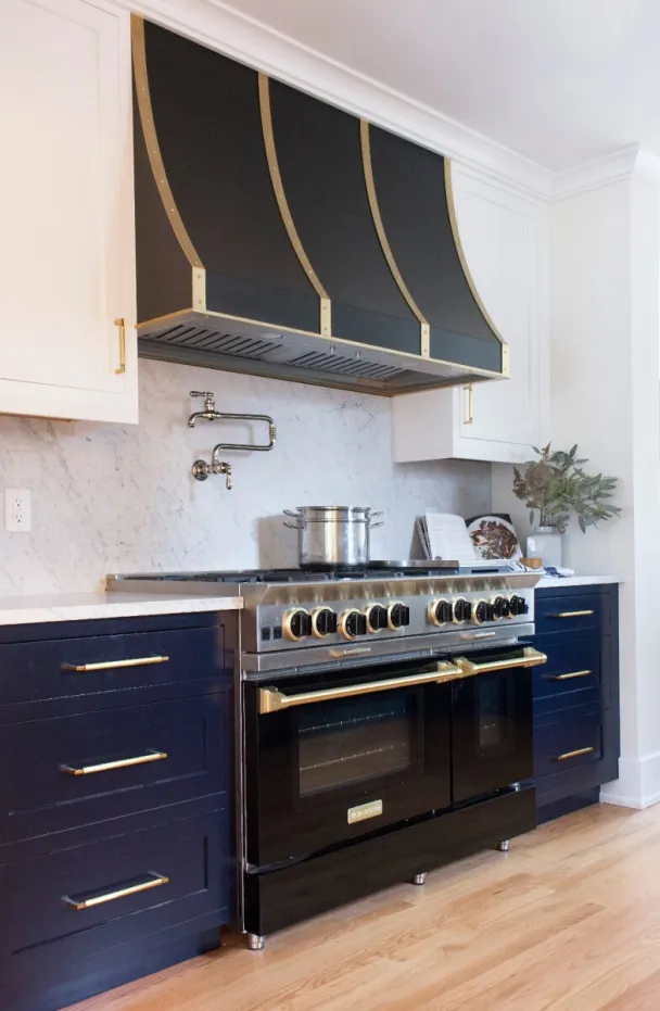 Two Tone Traditional/Transitional Kitchen With Navy And White Cabinetry And Brass Accents Kitchen Remodel by Acclaim Construction project photo 4