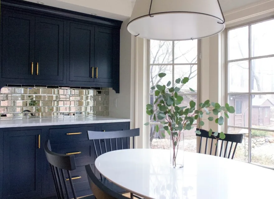 Two Tone Traditional/Transitional Kitchen With Navy And White Cabinetry And Brass Accents Kitchen Remodel by Acclaim Construction project photo 6