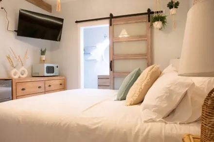 Spacious Serenidad room with porch access at Casa de Teo Boutique Inn
