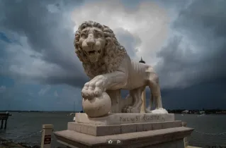 Lion statue at Bridge of Lions in St. Augustine, Florida