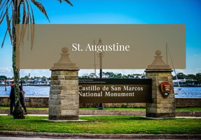 Castillo de San Marcos sign in St. Augustine near Casa de Teo Boutique Inn