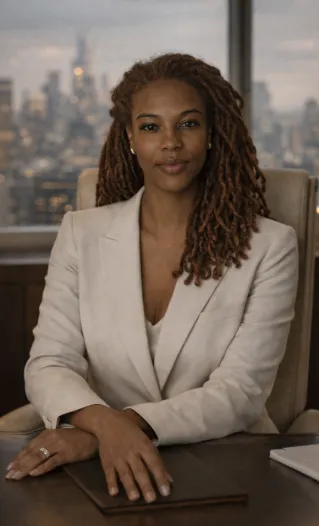 Portrait of a smiling female doctor in a white coat, exuding professionalism and confidence.