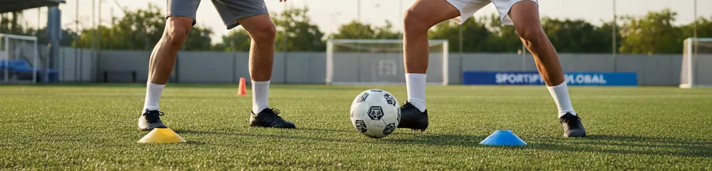 Players engaging in an intense soccer match, competing for the ball outdoors amidst lush greenery.