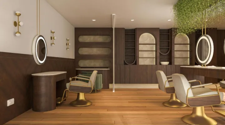 Elegant salon featuring contemporary furniture and minimalist decor in a London setting.