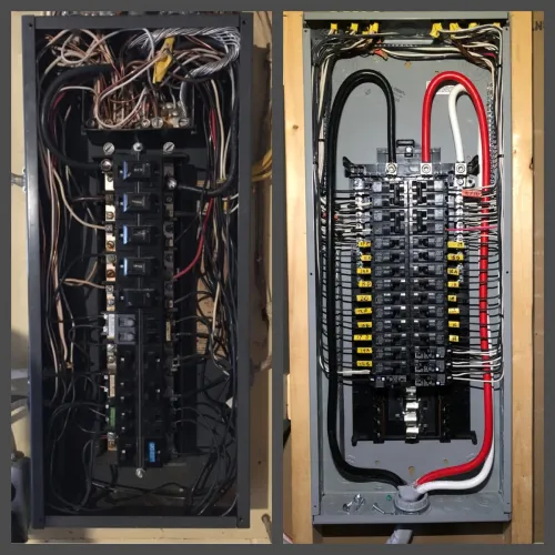 Electrical meter and fuse box on a white wall in Cape Town, South Africa, for energy monitoring or billing.