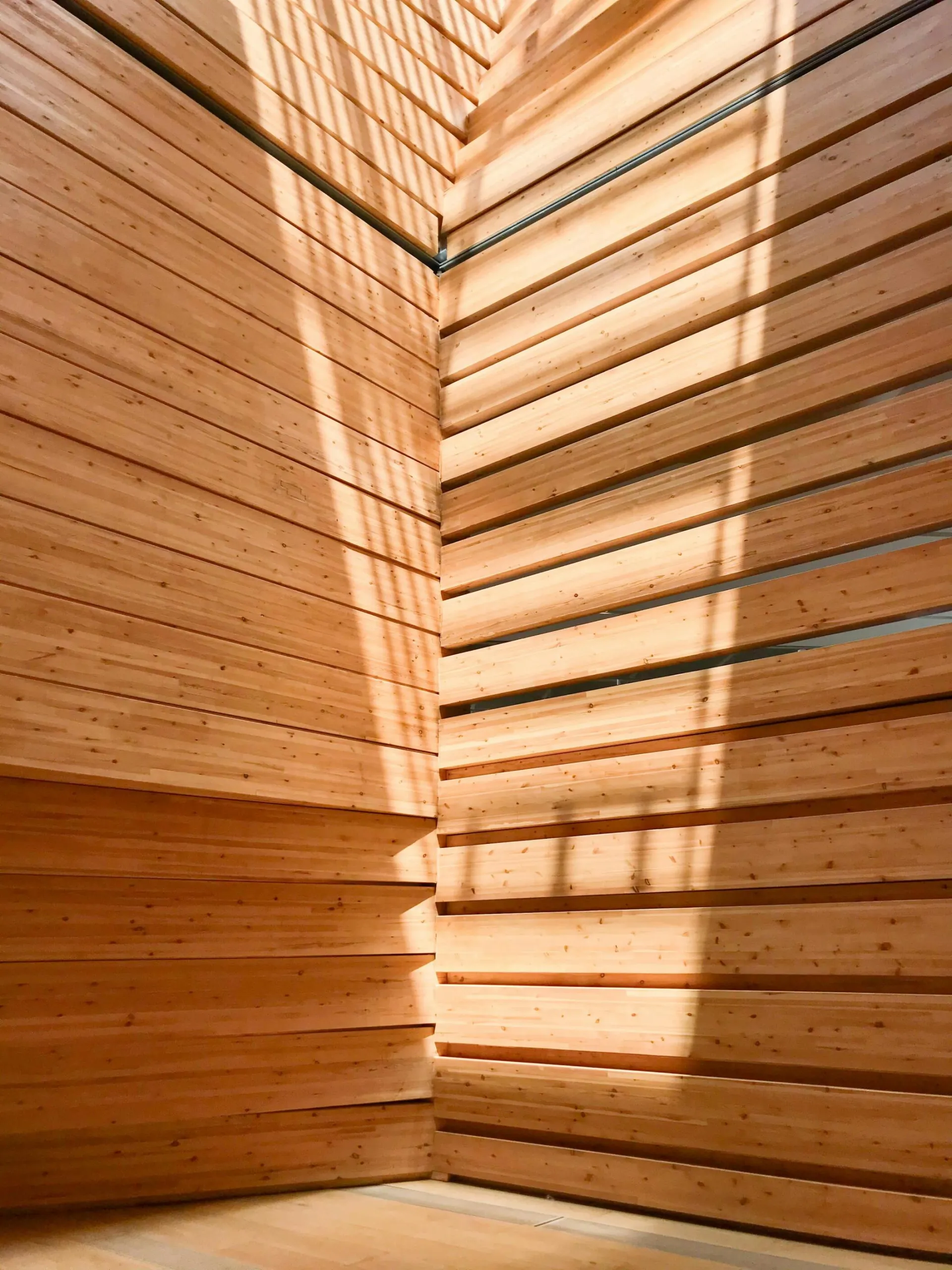 Captivating wooden interior with sunlight creating patterns in Eskişehir, Türkiye.