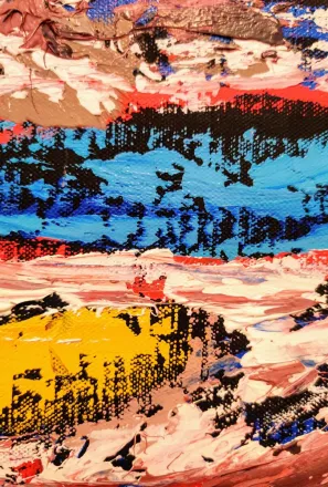 Colorful abstract artwork featuring bold textures and vibrant hues, perfect for modern decor.