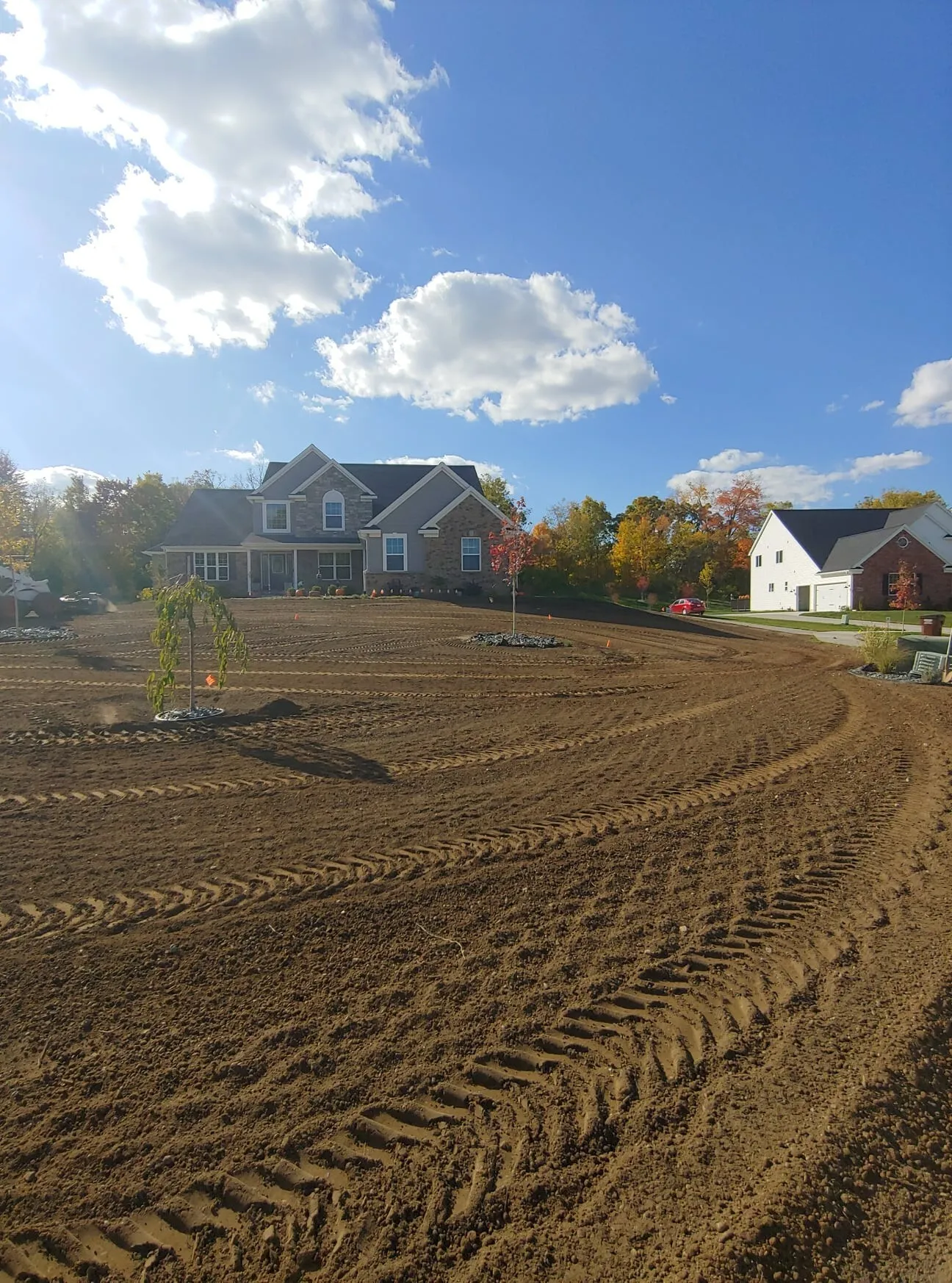 Spreading topsoil - preparing for hydro seeding